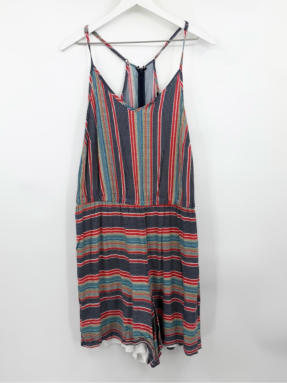 Lane Bryant Sleeveless Striped Romper Zip Spaghetti Strap Lined Plus Size 20